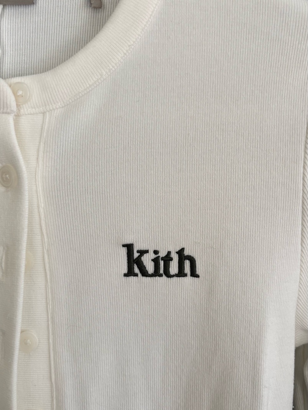 Kith Cream Ribbed Henley Top - Picture 3 of 4
